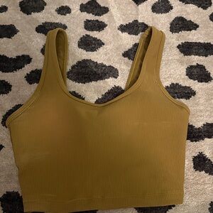Olive Green Ribbed Crop Top